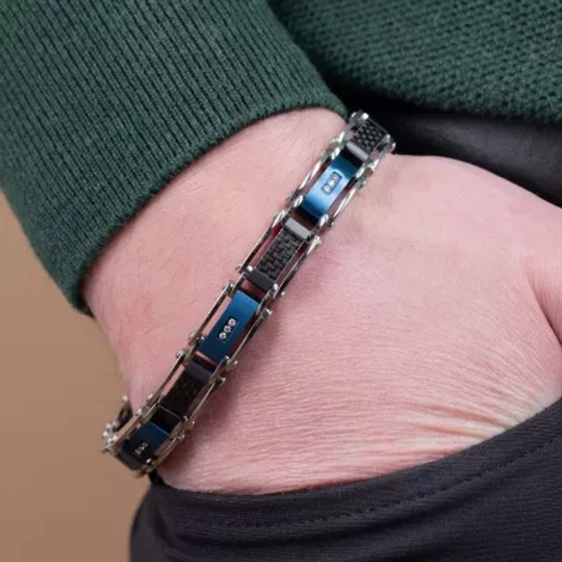 (H-I / I1) Mens Stainless Steel 8 1/2 Inch Link Bracelet