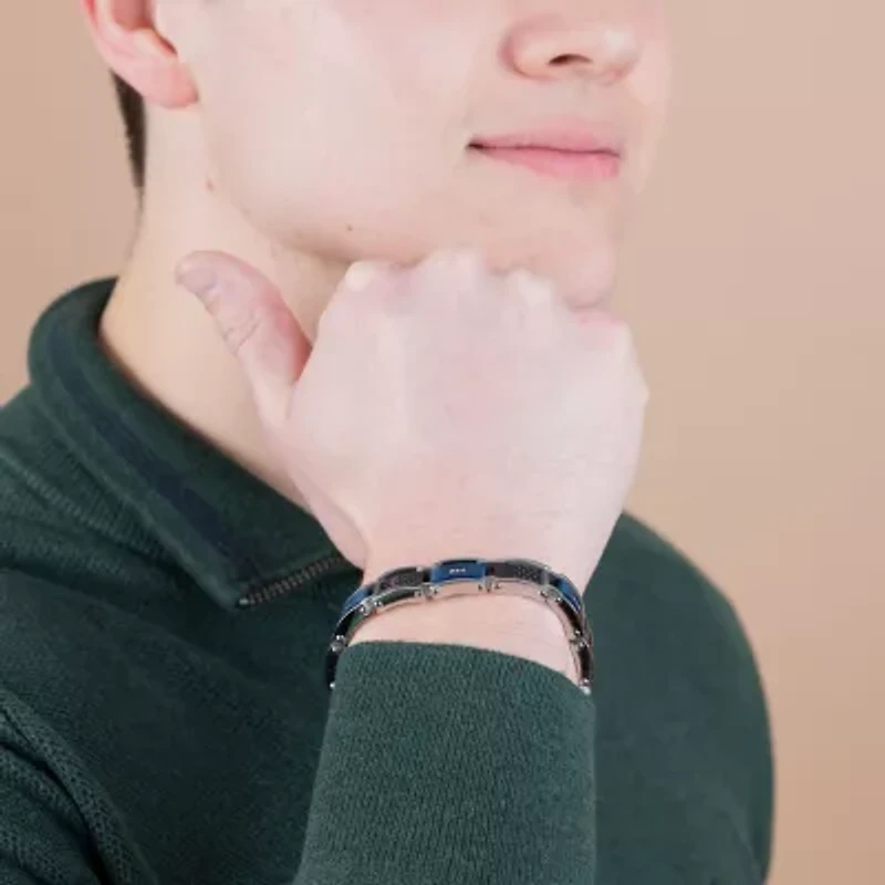 (H-I / I1) Mens Stainless Steel 8 1/2 Inch Link Bracelet