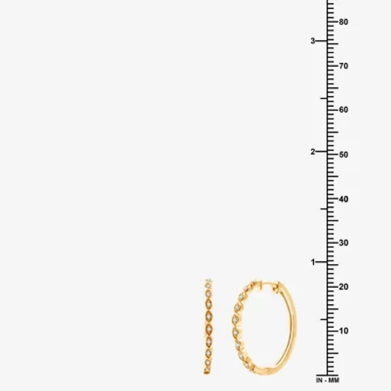 Womens 1/10 CT. T.W. Lab Grown White Diamond 14K Gold Over Silver Sterling Silver 22mm Hoop Earrings