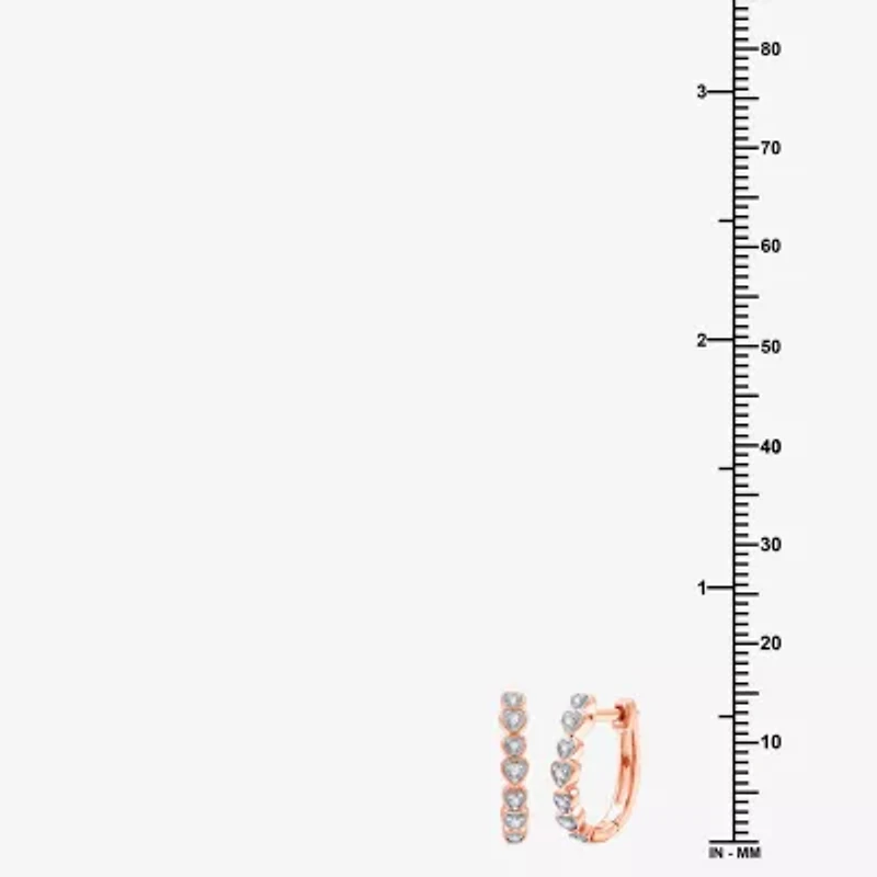 Womens 1/10 CT. T.W. Lab Grown White Diamond 14K Rose Gold Over Silver Sterling Silver 15.5mm Heart Hoop Earrings