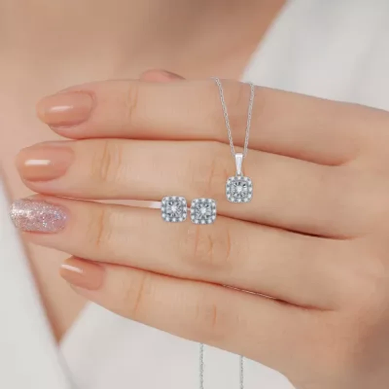 Womens CT. T.W. Lab Grown White Diamond Sterling Silver Cushion 2-pc. Jewelry Set
