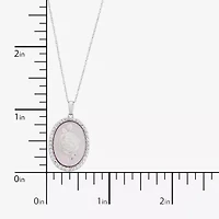 Cameo Womens Pink Mother Of Pearl Sterling Silver Flower 18 Inch Pendant Necklace