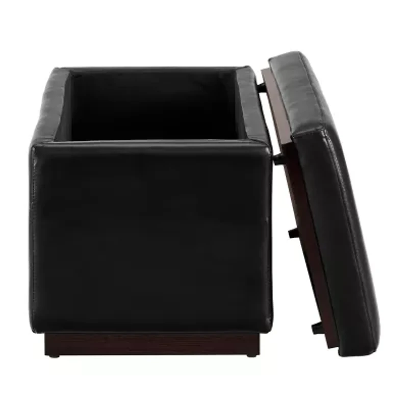 Berlinda Faux Leather Rectangular Storage Ottoman