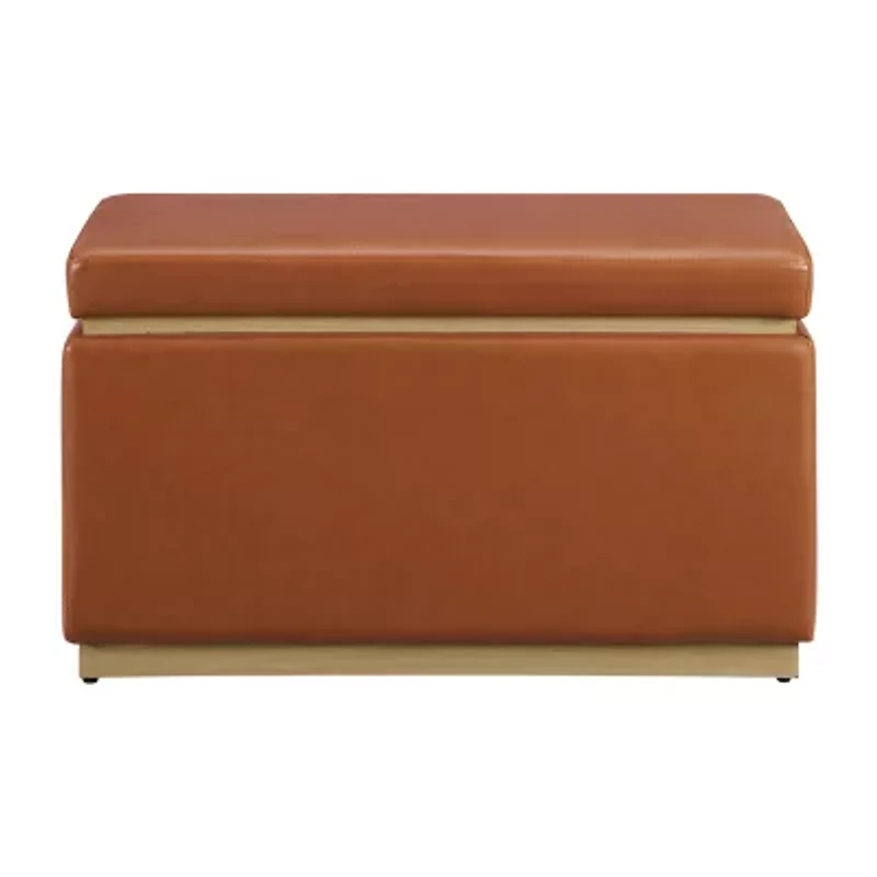 Berlinda Faux Leather Rectangular Storage Ottoman