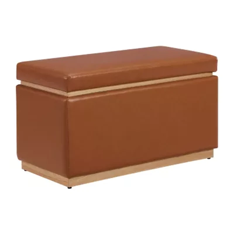 Berlinda Faux Leather Rectangular Storage Ottoman