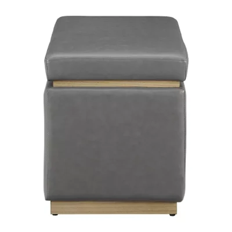 Berlinda Faux Leather Rectangular Storage Ottoman