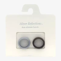 Silver Reflections Womens Silicone Ring Set