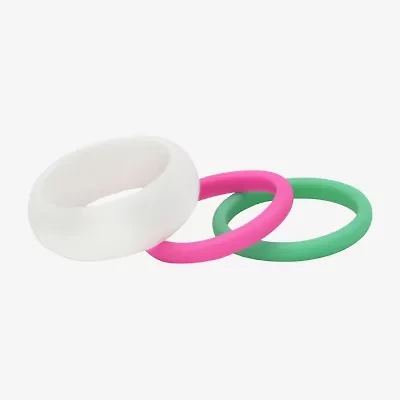 Silver Reflections Womens Silicone Ring Set