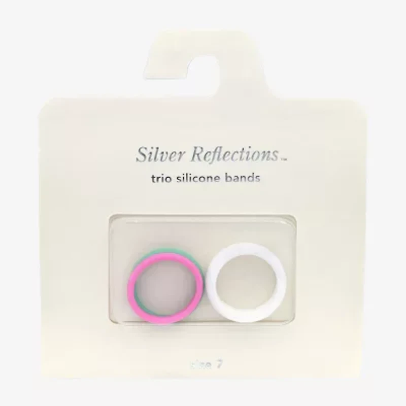 Silver Reflections Womens Silicone Ring Set