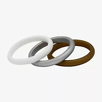 Silver Reflections Womens Silicone Ring Set