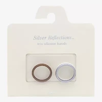 Silver Reflections Womens Silicone Ring Set