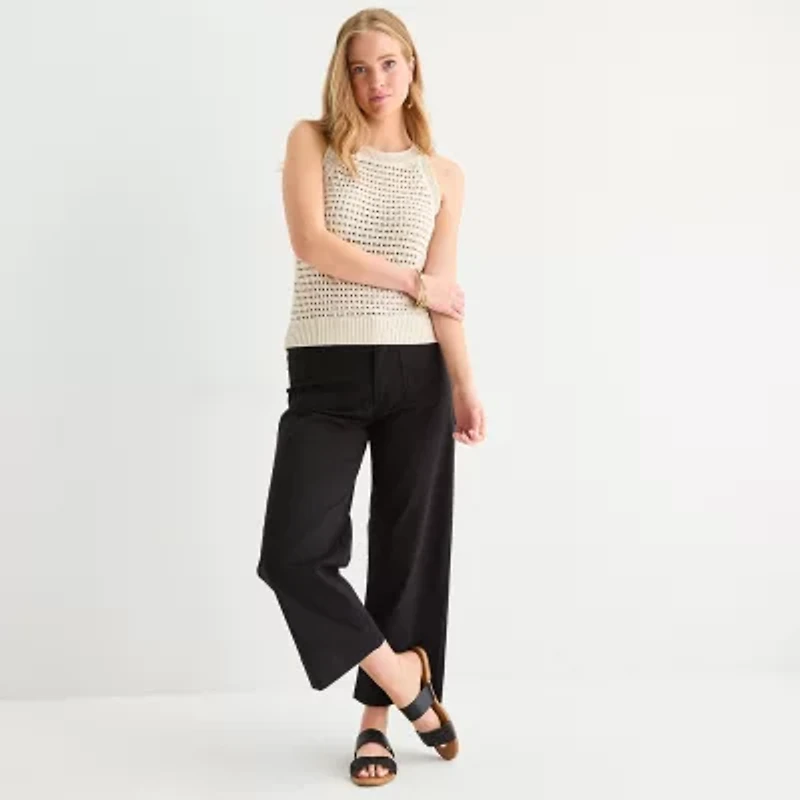 a.n.a Womens Wide Leg Highest Rise Tall Cropped Pant