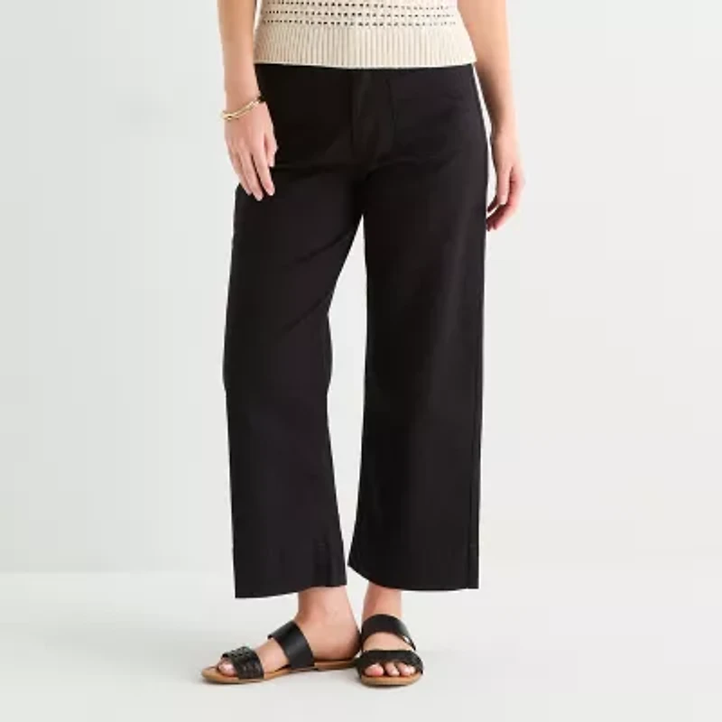 a.n.a Womens Wide Leg Highest Rise Tall Cropped Pant