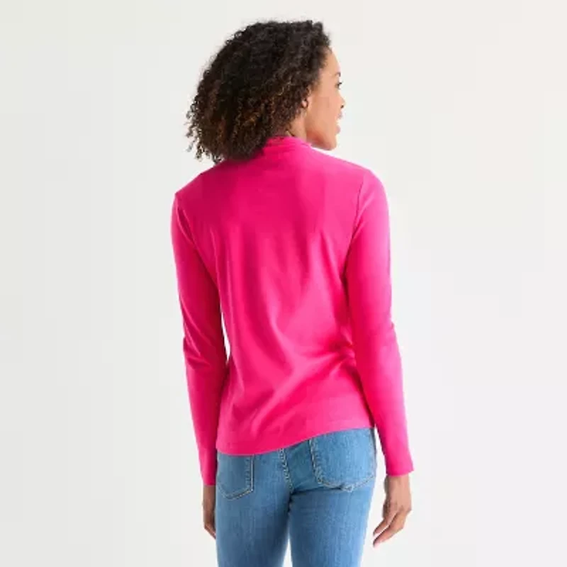 St. John's Bay Womens Tall Long Sleeve Mock Neck Top