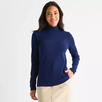 St. John's Bay Womens Long Sleeve Tall Mock Neck Top