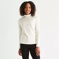 St. John's Bay Womens Tall Long Sleeve Mock Neck Top