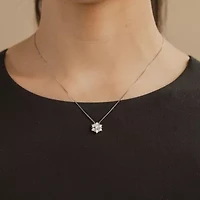 (G/Si2) Womens 1/2 CT. T.W. Lab Grown White Diamond 10K Gold Sunburst 18 Inch Pendant Necklace