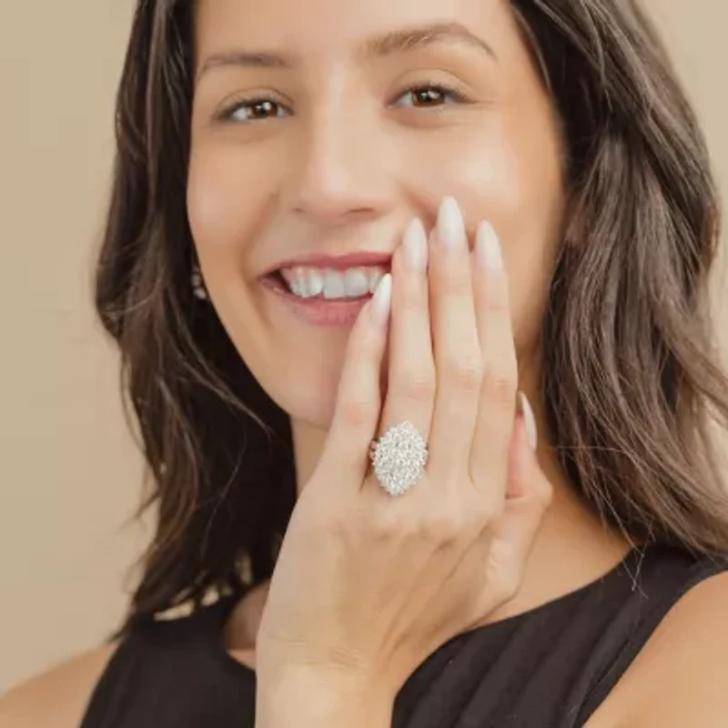 (G/ Si2) Womens 4 CT. T.W. Lab Grown White Diamond 10K Gold Marquise Cocktail Ring