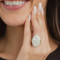 (G/ Si2) Womens 4 CT. T.W. Lab Grown White Diamond 10K Gold Marquise Cocktail Ring