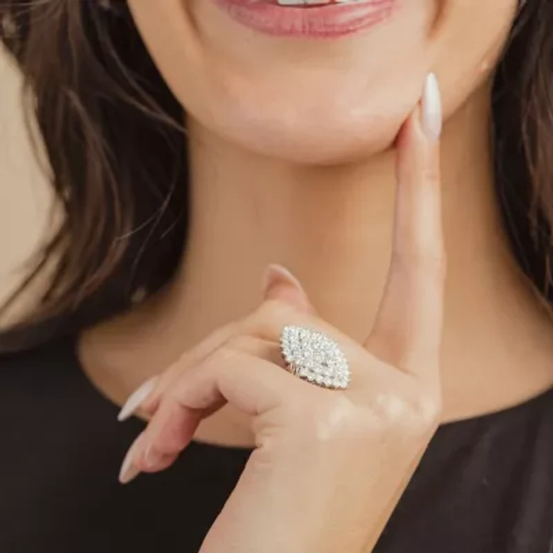 (G/ Si2) Womens 4 CT. T.W. Lab Grown White Diamond 10K Gold Marquise Cocktail Ring