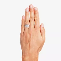Mens Cubic Zirconia Sterling Silver Square Signet Ring