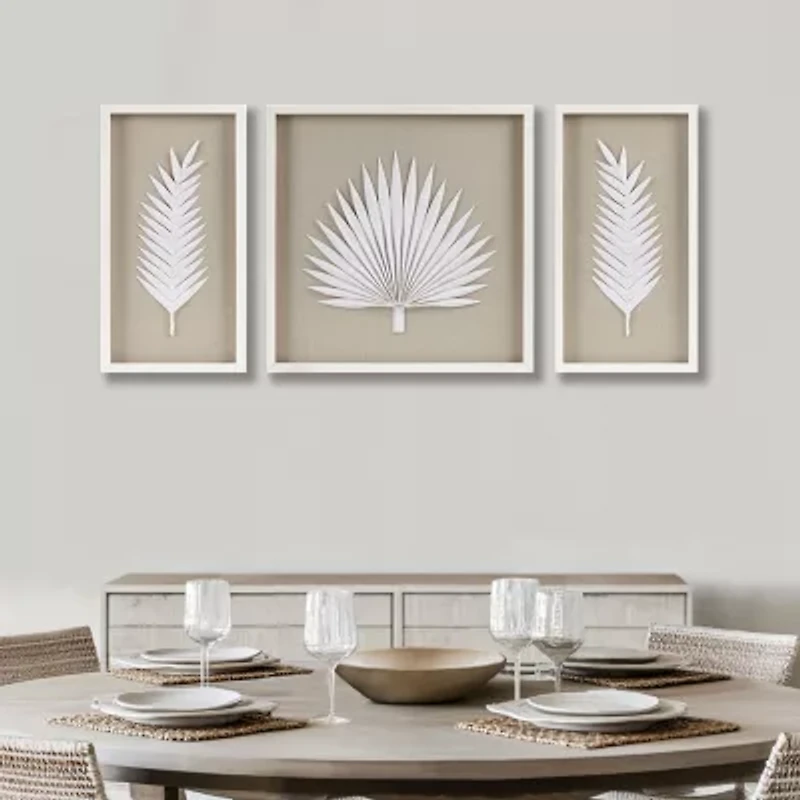 Madison Park Sabal Palm Rice Paper Shadow Box 3-pc. Wall Art Set