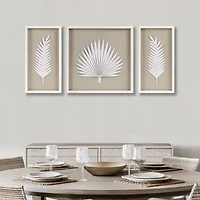 Madison Park Sabal Palm Rice Paper Shadow Box 3-pc. Wall Art Set