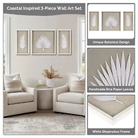 Madison Park Sabal Palm Rice Paper Shadow Box 3-pc. Wall Art Set