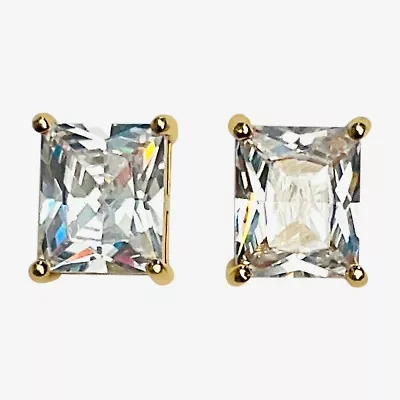 Bijoux Bar Gold Tone Cubic Zirconia 1/2 Inch Stud Earrings
