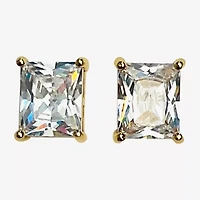 Bijoux Bar Gold Tone Cubic Zirconia 1/2 Inch Stud Earrings