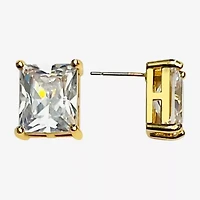 Bijoux Bar Gold Tone Cubic Zirconia 1/2 Inch Stud Earrings