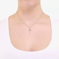 Silver Treasures Womens Sterling Silver Cross 16 Inch Pendant Necklace