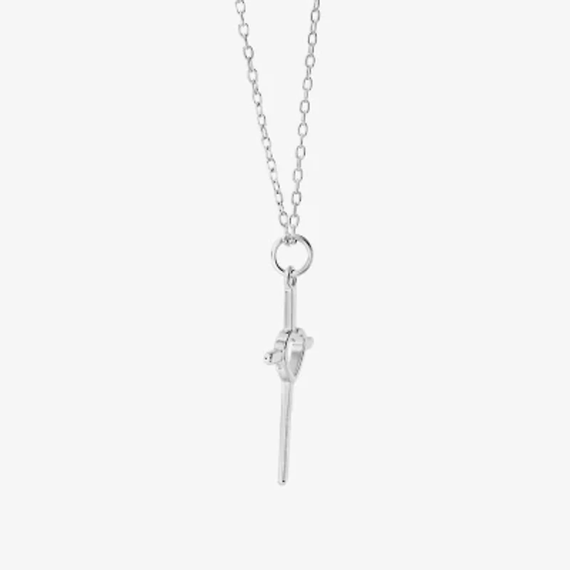 Silver Treasures Womens Sterling Silver Cross 16 Inch Pendant Necklace