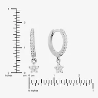 Silver Treasures Womens Cubic Zirconia Sterling Silver Star Drop Earrings