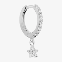Silver Treasures Womens Cubic Zirconia Sterling Silver Star Drop Earrings