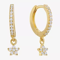 Silver Treasures Womens Cubic Zirconia 14K Gold Over Silver Star Drop Earrings