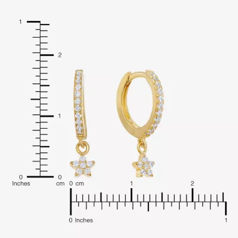 Silver Treasures Womens Cubic Zirconia 14K Gold Over Silver Star Drop Earrings