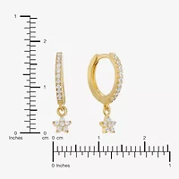 Silver Treasures Womens Cubic Zirconia 14K Gold Over Silver Star Drop Earrings