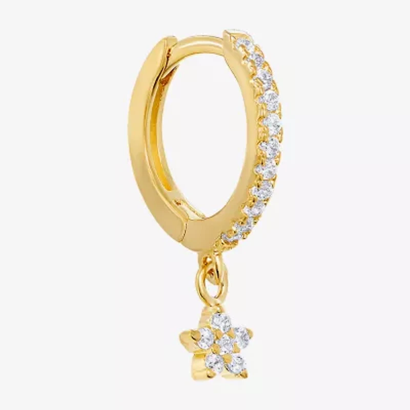 Silver Treasures Womens Cubic Zirconia 14K Gold Over Silver Star Drop Earrings