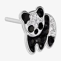 Silver Treasures Panda Multi Color Crystal Sterling Silver 8.6mm Stud Earrings