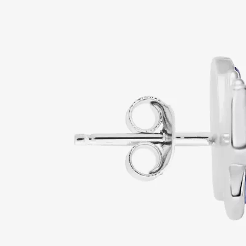 Silver Treasures Multi Color Crystal Sterling Silver 8.3mm Butterfly Stud Earrings