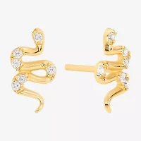 Silver Treasures Snake Cubic Zirconia 14K Gold Over Silver 9.9mm Stud Earrings