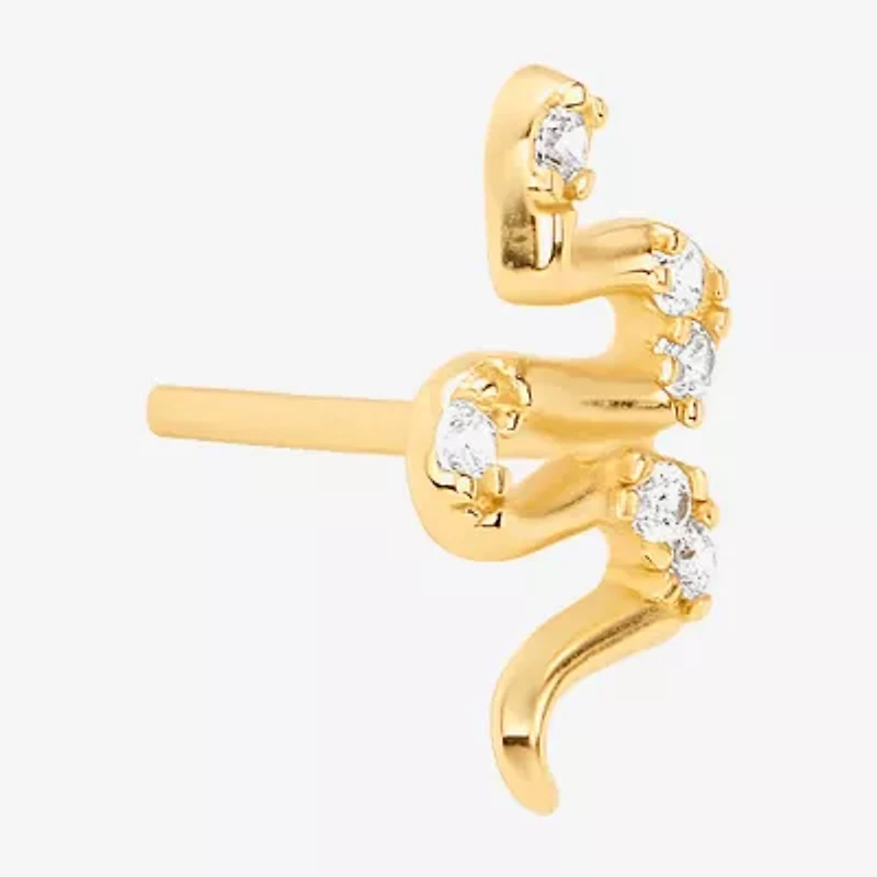 Silver Treasures Snake Cubic Zirconia 14K Gold Over Silver 9.9mm Stud Earrings