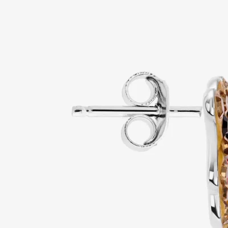 Silver Treasures Bear Multi Color Crystal Sterling Silver 10.4mm Stud Earrings