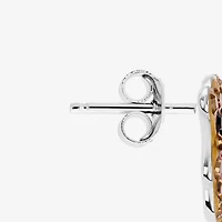 Silver Treasures Bear Multi Color Crystal Sterling Silver 10.4mm Stud Earrings