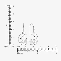 Silver Treasures Womens Sterling Silver Moon Star Drop Earrings