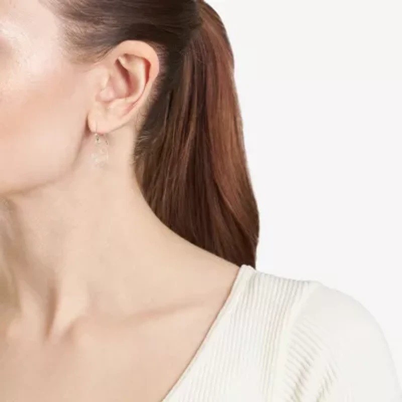 Silver Treasures Womens Sterling Silver Moon Star Drop Earrings