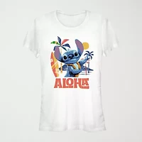Lilo And Stitch The Movie Aloha Tee Womens Crew Neck Short Sleeve & Juniors Graphic T-Shirt