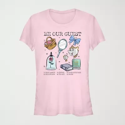 Disney Princess Belle Be Our Guest Tee Womens Crew Neck Short Sleeve Juniors Graphic T-Shirt
