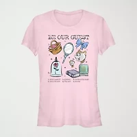 Disney Princess Belle Be Our Guest Tee Womens Crew Neck Short Sleeve Juniors Graphic T-Shirt